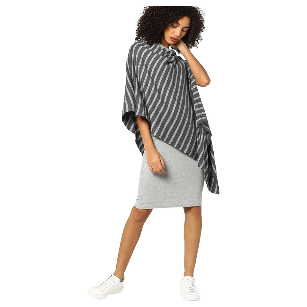 Knitted Fashion-Maternity Poncho Garnet