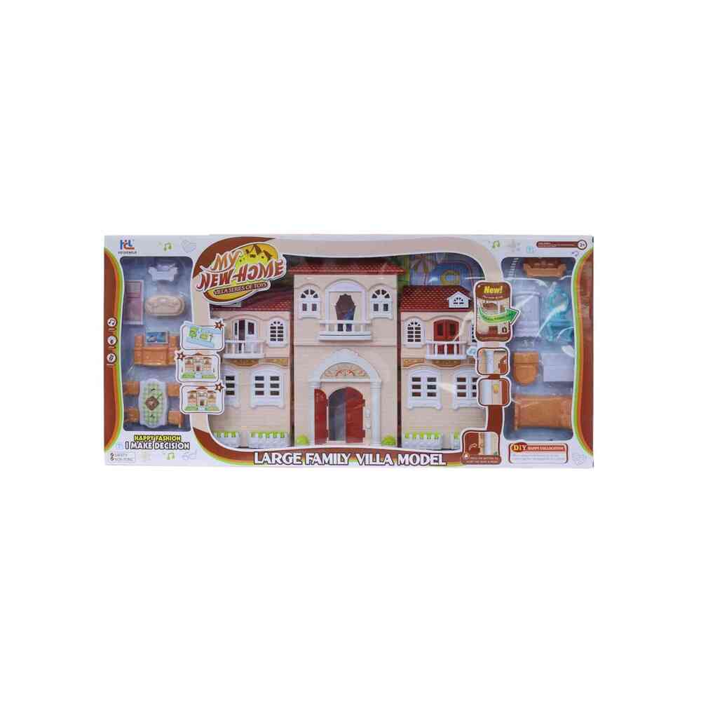Large Family Beige Villa Play Set With Lights And Music