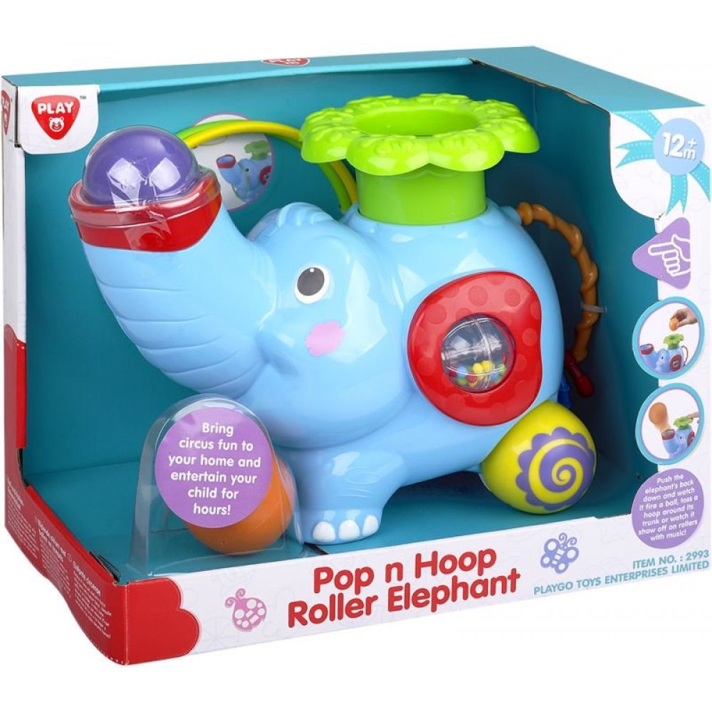 Playgo - Pop N Hoop Roller Elephant Battery Operated