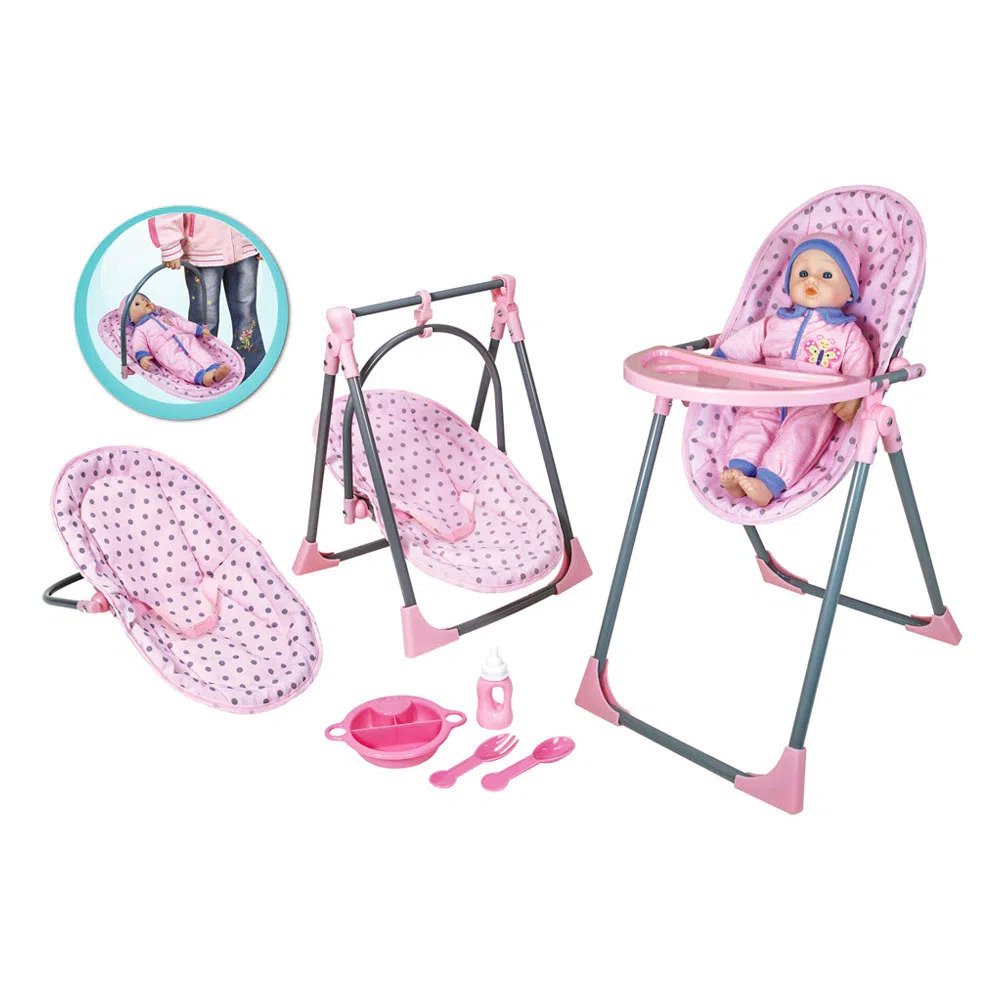 Lissi- Baby With 4 In 1 Highchair - 33Cm