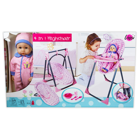 Lissi- Baby With 4 In 1 Highchair - 33Cm
