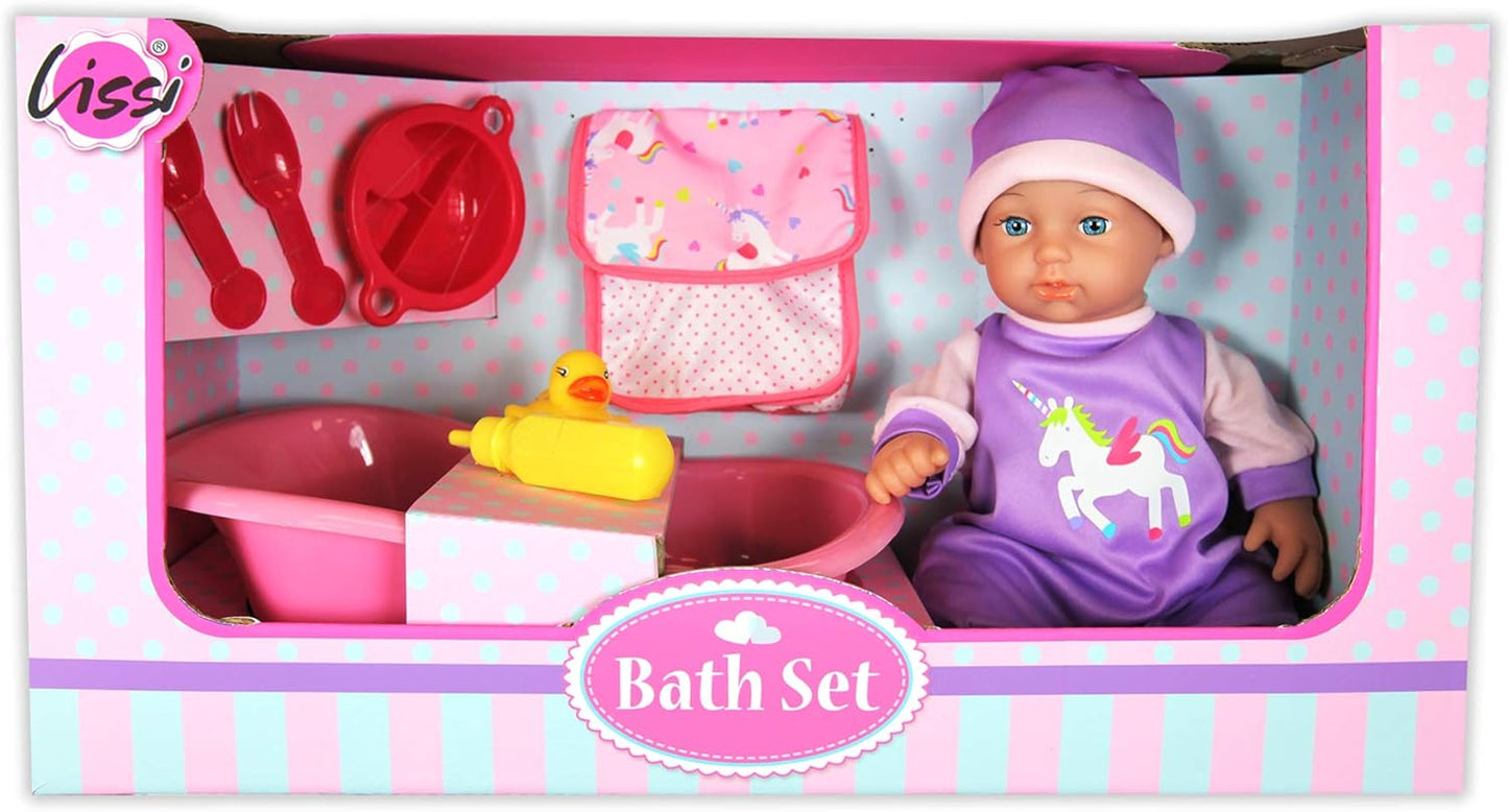 Lissi 11Inches Bath Baby With Bath Tub Potty Bag Bottle Plate