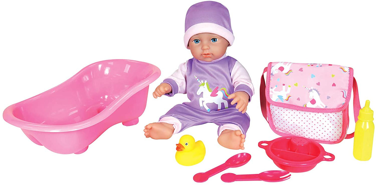 Lissi 11Inches Bath Baby With Bath Tub Potty Bag Bottle Plate