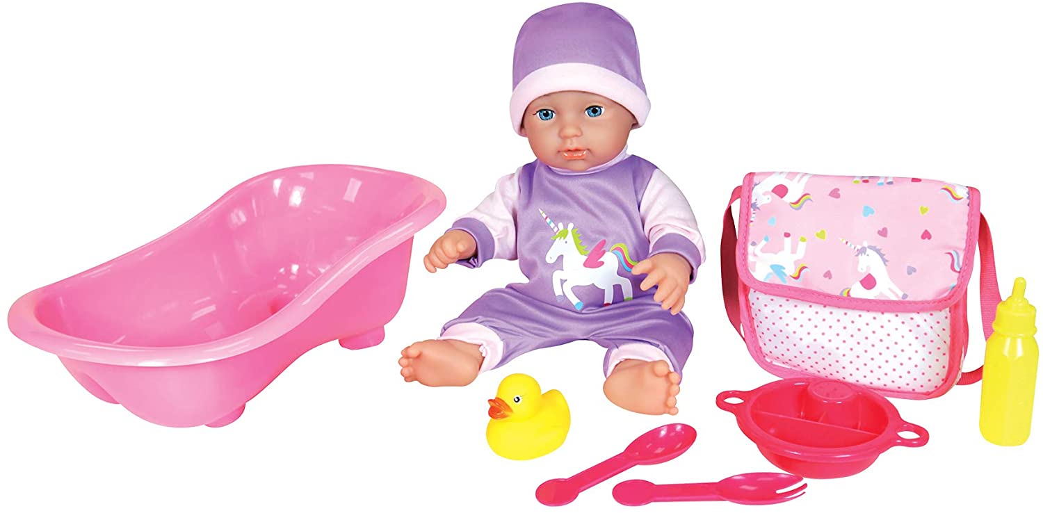 Lissi 11Inches Bath Baby With Bath Tub Potty Bag Bottle Plate