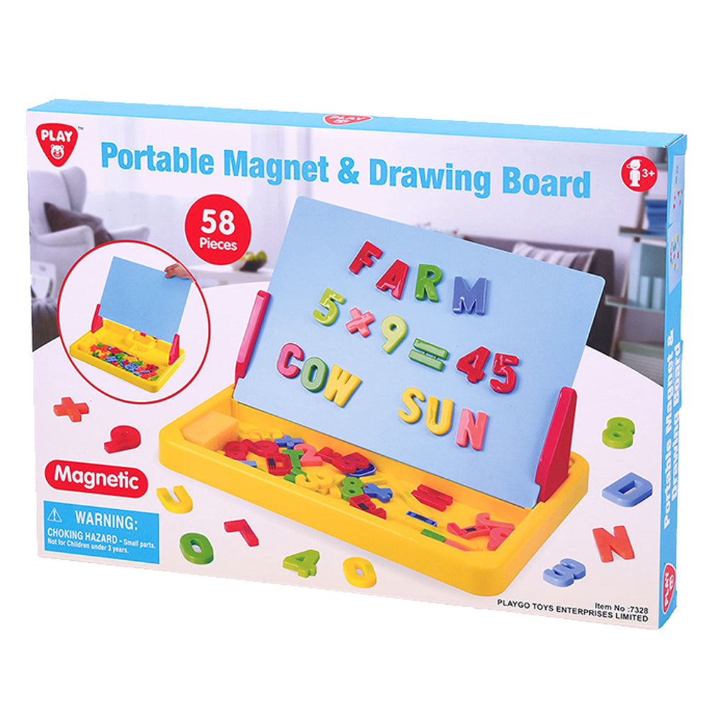 Playgo - Portable Magnet & Drawing Board - 58 Pcs