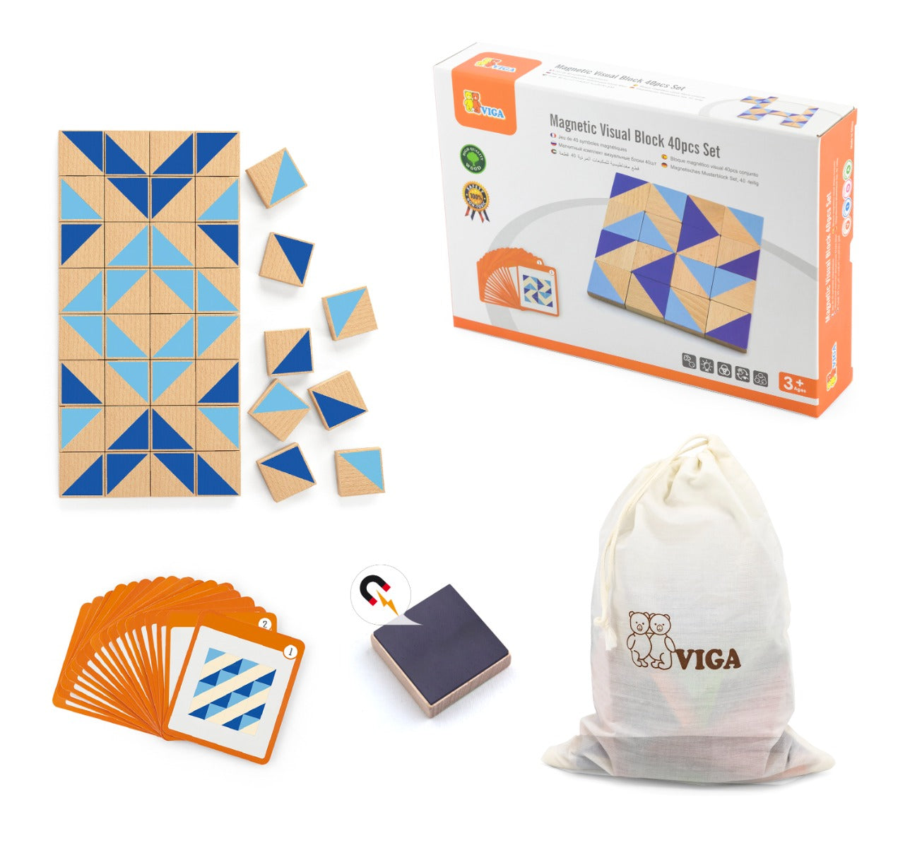 Viga - Magnetic Visual Block, 40 Pieces Set
