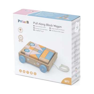 Viga - Wooden Pull Along Block Wagon