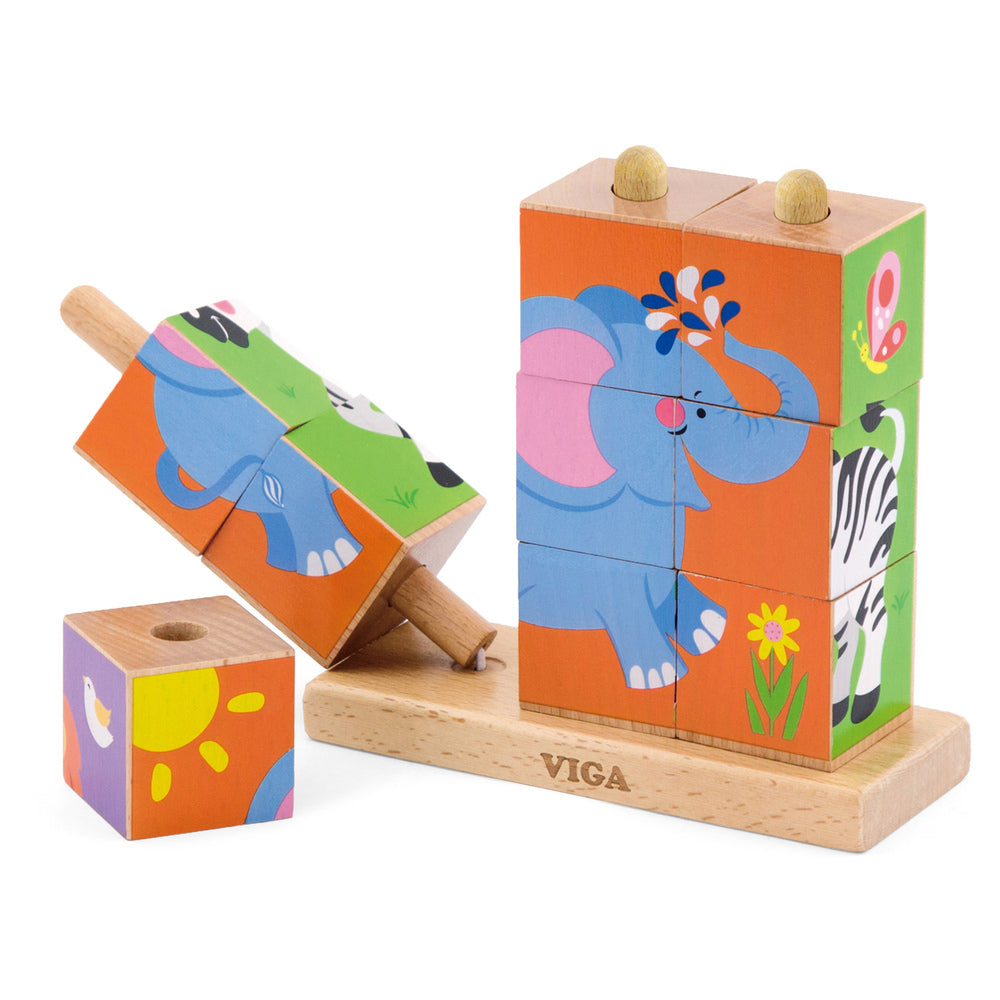 Viga - Stacking Cube Puzzle - Wild Animals