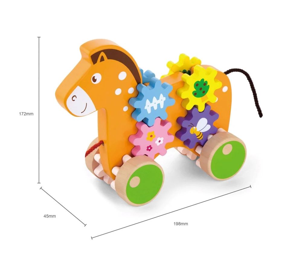 Viga - Pull Along Horse with Gears