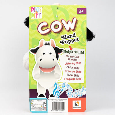 Pugs At Play - Cow Talking Hand Puppet, White