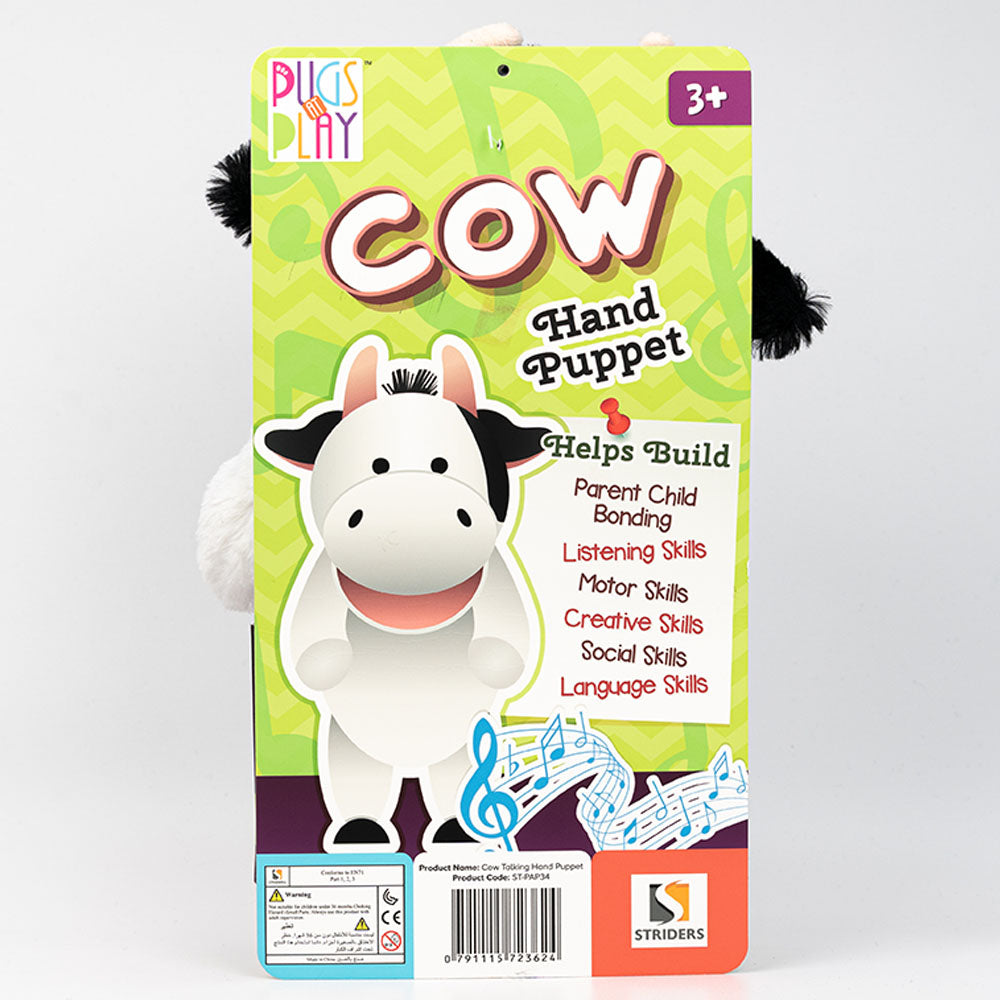 Pugs At Play - Cow Talking Hand Puppet, White