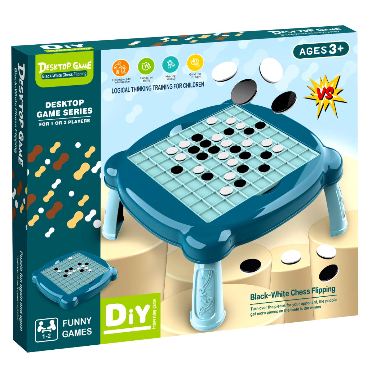 2 in 1Black & White Desktop Chess Fliping Game