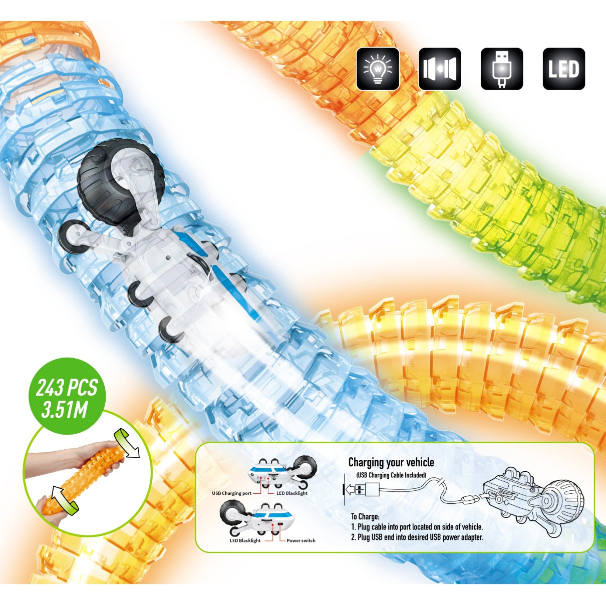 Car Race Track Set - 243 Piece